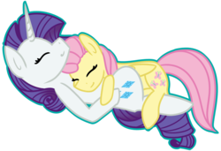 Size: 2029x1387 | Tagged: safe, artist:azure-quill, fluttershy, rarity, pony, g4, cuddling, female, lesbian, ship:flarity, shipping, simple background, transparent background