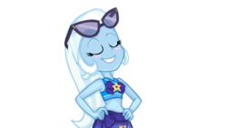 Size: 1024x576 | Tagged: safe, artist:spooky-kitteh, trixie, equestria girls, equestria girls specials, g4, my little pony equestria girls: better together, my little pony equestria girls: forgotten friendship, clothes, eyes closed, female, hand on hip, simple background, solo, sunglasses, swimsuit, transparent background, trixie's swimsuit