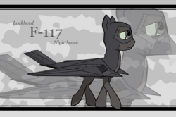 Size: 2500x1656 | Tagged: safe, artist:zackjiang, original species, plane pony, pony, f-117 nighthawk, male, plane, walking