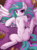 Size: 1178x1600 | Tagged: safe, alternate version, artist:up1ter, princess celestia, alicorn, pony, g4, bed, belly button, butt, chest fluff, crown, cute, cutelestia, ear fluff, explicit source, featureless crotch, female, frog (hoof), hoof shoes, horn, jewelry, looking at you, mare, on back, plot, presenting, regalia, smiling, solo, spread legs, spread wings, spreading, underhoof, wings, ych result