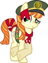 Size: 428x553 | Tagged: safe, artist:firepony-bases, artist:starryoak, tag-a-long, earth pony, pony, g4, base used, clothes, cutie mark, female, filly guides, freckles, mare, older, older ginger snap, older tag-a-long, shy, simple background, smiling, solo, thin mint, transparent background, vector