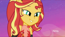 Size: 600x338 | Tagged: safe, edit, screencap, sunset shimmer, equestria girls, equestria girls specials, g4, my little pony equestria girls: better together, my little pony equestria girls: forgotten friendship, animated, cute, female, ponied up, shimmerbetes, solo
