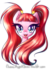 Size: 624x900 | Tagged: safe, artist:chaosangeldesu, pacific glow, earth pony, pony, g4, bust, female, mare, open mouth, portrait, simple background, smiling, solo, starry eyes, transparent background, wingding eyes