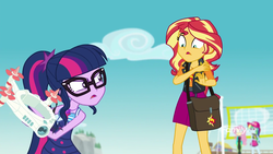 Size: 1920x1080 | Tagged: safe, screencap, fluttershy, rainbow dash, sci-twi, sunset shimmer, twilight sparkle, equestria girls, equestria girls specials, g4, my little pony equestria girls: better together, my little pony equestria girls: forgotten friendship, beach, clothes, discovery family logo, drone, female, geode of telekinesis, magical geodes, male, selfie drone, shoes, swimsuit, volleyball net
