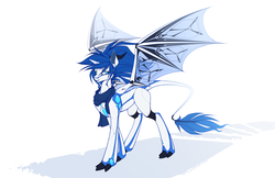 Size: 4742x3071 | Tagged: safe, artist:xn-d, oc, oc:prince nova, dracony, hybrid, original species, pony, ponymorph, robot, robot pony, abstract background, clothes, female, gritted teeth, mare, scarf, smiling