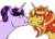 Size: 998x714 | Tagged: safe, artist:lydisanowl, sci-twi, sunset shimmer, twilight sparkle, pony, unicorn, equestria girls, g4, boop, cute, equestria girls ponified, female, heart, lesbian, looking at each other, noseboop, ponified, shimmerbetes, ship:sci-twishimmer, ship:sunsetsparkle, shipping, simple background, surprised, transparent background, twiabetes, unicorn sci-twi