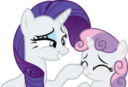 Size: 4418x3000 | Tagged: safe, artist:cloudy glow, rarity, sweetie belle, pony, unicorn, campfire tales, g4, boop, cute, daaaaaaaaaaaw, duo, eyes closed, female, filly, high res, horn, mare, nose wrinkle, scrunchy face, simple background, sisters, transparent background, vector