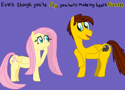 Size: 3564x2562 | Tagged: safe, artist:sb1991, fluttershy, oc, oc:film reel, pony, g4, challenge, equestria amino, female, high res, male, pick-up line, pickup lines, straight