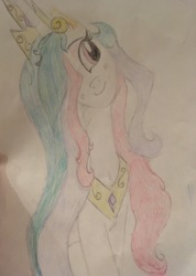 Size: 1535x2154 | Tagged: safe, princess celestia, alicorn, pony, g4, cute, drawing, female, older, solo, traditional art