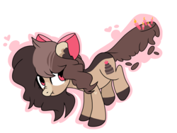 Size: 4000x3000 | Tagged: safe, artist:chococakebabe, oc, oc only, oc:choco cake delight, earth pony, pony, augmented tail, bow, female, hair bow, high res, mare, scrunchy face, simple background, solo, transparent background