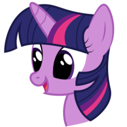 Size: 256x256 | Tagged: safe, artist:joey, derpibooru exclusive, twilight sparkle, derpibooru, derpibooru community collaboration, g4, .svg available, bust, derpibooru badge, female, friendship art and magic, meta, open mouth, portrait, show accurate, simple background, smiling, solo, svg, transparent background, vector