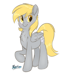 Size: 2732x3202 | Tagged: safe, artist:fluffyxai, derpy hooves, pegasus, pony, g4, chest fluff, female, high res, mare, raised hoof, simple background, solo, white background