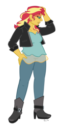 Size: 650x1250 | Tagged: safe, artist:rivalcat, sunset shimmer, human, equestria girls, g4, female, hand on hip, simple background, solo, transparent background
