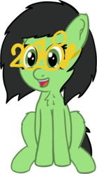 Size: 641x1154 | Tagged: safe, artist:craftycirclepony, oc, oc only, oc:filly anon, pony, 2018, chest fluff, cute, ear fluff, excited, female, filly, glasses, happy, leg fluff, looking at you, new year, open mouth, simple background, sitting, smiling, solo, transparent background