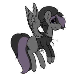 Size: 750x750 | Tagged: safe, artist:halo, oc, oc only, oc:midnight storm, bat pony, pony, beanie, clothes, flying, hat, simple background, transparent background