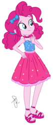 Size: 880x2048 | Tagged: safe, artist:ilaria122, artist:selenaede, edit, edited screencap, screencap, pinkie pie, equestria girls, equestria girls specials, g4, my little pony equestria girls: better together, my little pony equestria girls: spring breakdown, bow, clothes, female, hair bow, not a vector, sandals, simple background, solo, transparent background