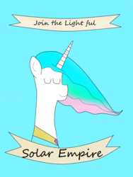 Size: 3000x4000 | Tagged: safe, artist:wonderschwifty, princess celestia, pony, g4, eyes closed, female, mare, paint tool sai, simple background, solar empire, solo, teal background