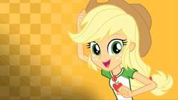Size: 1280x720 | Tagged: safe, applejack, equestria girls, g4, my little pony equestria girls: choose your own ending, applejack's hat, choose applejack, cowboy hat, cyoa, female, geode of super strength, hat, magical geodes, solo