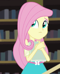Size: 800x980 | Tagged: safe, screencap, fluttershy, equestria girls, equestria girls series, fluttershy's butterflies, g4, animated, cute, eyeshadow, female, geode of fauna, magical geodes, makeup, script, shyabetes, thinking, waiting