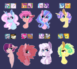 Size: 1861x1664 | Tagged: safe, artist:saphi-boo, idw, aloe, carrot cake, cheerilee, diamond tiara, featherweight, fleur-de-lis, lemon hearts, little strongheart, party favor, pinkie pie, radiant hope, scootaloo, spitfire, spring step, starlight glimmer, sunlight spring, zecora, oc, bison, buffalo, hybrid, g4, age difference, aloeglimmer, auction, blue background, bust, crack shipping, diamondcora, featherhope, female, hair over one eye, infidelity, interspecies offspring, lemonfire, lesbian, magical gay spawn, magical lesbian spawn, offspring, parent:aloe, parent:carrot cake, parent:cheerilee, parent:diamond tiara, parent:featherweight, parent:fleur-de-lis, parent:lemon hearts, parent:little strongheart, parent:party favor, parent:pinkie pie, parent:radiant hope, parent:scootaloo, parent:spitfire, parent:spring step, parent:starlight glimmer, parent:zecora, parents:aloeglimmer, parents:cheeriloo, parents:diamondcora, parents:featherhope, parents:lemonfire, parents:partycake, parents:pinkieheart, parents:spring-de-lis, partycake, pinkieheart, ship:cheeriloo, shipping, simple background, spring-de-lis