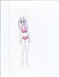 Size: 1700x2200 | Tagged: safe, artist:justinandrew1984-01, twilight velvet, equestria girls, g4, belly button, bikini, breasts, cleavage, clothes, equestria girls-ified, female, lined paper, midriff, quality, solo, swimsuit, traditional art