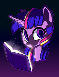 Size: 2504x3228 | Tagged: safe, artist:lilfunkman, twilight sparkle, alicorn, pony, g4, book, bust, cute, female, head, high res, horn, looking at you, mare, portrait, reading, solo, sparkles, twiabetes, twilight sparkle (alicorn)