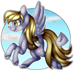 Size: 1893x1791 | Tagged: safe, derpy hooves, pegasus, pony, g4, female, flying, letter, mailbag, mare, solo