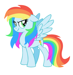 Size: 1200x1232 | Tagged: dead source, safe, artist:rainbows-skies, oc, oc only, oc:speed dash, pegasus, pony, base used, female, mare, not rainbow dash, offspring, parent:rainbow dash, parent:soarin', parents:soarindash, rainbow hair, simple background, solo, transparent background