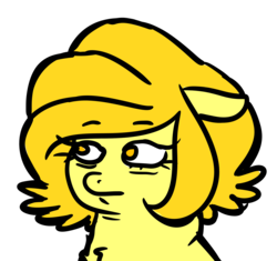 Size: 1157x1088 | Tagged: safe, artist:robiinart, oc, oc only, oc:butterscotch (robiinart), earth pony, pony, ask, face, simple background, solo, transparent background, tumblr, wat
