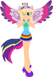 Size: 400x576 | Tagged: safe, artist:selenaede, artist:user15432, twilight sparkle, alicorn, equestria girls, g4, barely eqg related, base used, blue dress, clothes, colored wings, colorful, colors, crossover, crown, dress, ear piercing, earring, equestria girls style, equestria girls-ified, high heels, jewelry, multicolored wings, nintendo, piercing, ponied up, pony ears, princess rosalina, rainbow, rainbow hair, rainbow power, rainbow power-ified, rainbow tail, rainbow wings, regalia, rosalina, shoes, solo, super mario bros., super mario galaxy, super smash bros., twilight sparkle (alicorn), winged humanization, wings
