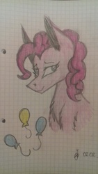 Size: 720x1280 | Tagged: safe, artist:rainb0v, pinkie pie, earth pony, pony, g4, female, graph paper, solo, traditional art