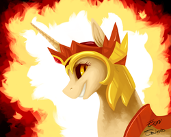 Size: 1000x800 | Tagged: safe, artist:eeviart, daybreaker, alicorn, pony, g4, female, grin, helmet, smiling, solo