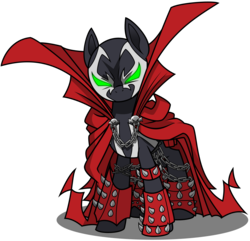 Size: 1975x1906 | Tagged: safe, artist:haloheros, earth pony, pony, cape, chains, clothes, crossover, male, ponified, simple background, solo, spawn, spikes, stallion, transparent background