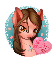 Size: 1104x1200 | Tagged: safe, artist:bumdox, oc, oc only, pony, bust, cute, female, fluffy, heart, holiday, jewelry, pendant, plane, portrait, solo, valentine's day, vignette