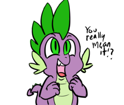 Size: 4961x4179 | Tagged: safe, artist:spottyfreak, spike, dragon, g4, absurd resolution, dialogue, male, open mouth, simple background, smiling, solo, white background