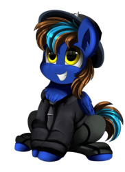 Size: 2550x3509 | Tagged: safe, artist:pridark, oc, oc only, pegasus, pony, clothes, commission, grin, hat, high res, male, simple background, smiling, solo, stallion, transparent background