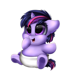 Size: 2030x2286 | Tagged: safe, artist:pridark, twilight sparkle, pony, unicorn, g4, baby, baby pony, babylight sparkle, cute, diaper, female, high res, open mouth, pridark is trying to murder us, simple background, smiling, solo, transparent background, twiabetes