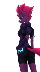 Size: 1931x3471 | Tagged: safe, artist:anearbyanimal, tempest shadow, anthro, g4, my little pony: the movie, armor, broken horn, butt, female, horn, plot, simple background, solo, transparent background