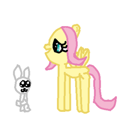 Size: 347x347 | Tagged: safe, artist:nightshadowmlp, angel bunny, fluttershy, pegasus, pony, rabbit, g4, animal, female, male, ms paint, simple background, solo, white background