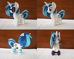 Size: 5120x4096 | Tagged: safe, artist:egalgay, dj pon-3, vinyl scratch, pony, g4, absurd resolution, clothes, commission, irl, photo, plushie, smiling, socks, solo, striped socks