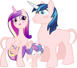 Size: 7189x6285 | Tagged: safe, artist:ekkitathefilly, artist:frownfactory, artist:red4567, edit, edited edit, editor:slayerbvc, vector edit, princess cadance, princess flurry heart, shining armor, alicorn, pony, unicorn, g4, absurd resolution, baby, baby pony, bald, bipedal, blushing, casual nudity, concave belly, covering, embarrassed, female, filly, foal, furless, furless edit, male, mare, missing accessory, naked flurry heart, naked rarity, nude edit, nudity, plucked, raised hoof, royal family, shaved, shaved tail, simple background, slender, stallion, thin, transparent background, vector
