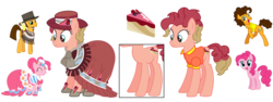 Size: 1024x385 | Tagged: safe, artist:farg2003, cheese sandwich, pinkie pie, earth pony, pony, g4, alternate clothes, ambiguous gender, clothes, cutie mark, dress, fusion, fusion:cheese cake, gala dress, hat, party pony, poncho, saloon dress, shirt, simple background, transparent background