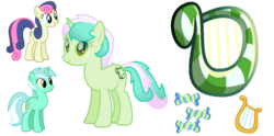 Size: 1024x509 | Tagged: safe, artist:farg2003, bon bon, lyra heartstrings, sweetie drops, earth pony, pony, unicorn, g4, cutie mark, fusion, fusion:lyra heartstrings, fusion:sweet sound, simple background, transparent background