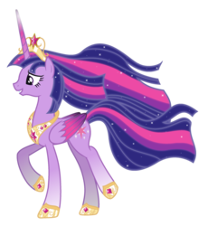 Size: 1024x1114 | Tagged: safe, artist:farg2003, twilight sparkle, alicorn, pony, g4, big crown thingy, colored horn, colored wings, ethereal mane, female, hilarious in hindsight, horn, jewelry, older, older twilight, peytral, regalia, simple background, solo, starry mane, transparent background, twilight sparkle (alicorn), ultimate twilight