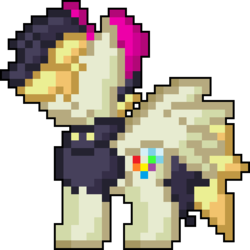 Size: 520x520 | Tagged: safe, songbird serenade, pegasus, pony, g4, my little pony: the movie, bow, clothes, female, hair bow, jacket, pixel art, simple background, solo, transparent background