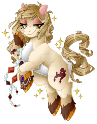 Size: 1024x1306 | Tagged: safe, artist:sk-ree, oc, oc only, oc:oh lala, earth pony, pony, female, jewelry, mare, necklace, pearl necklace, simple background, solo, transparent background, watermark