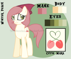 Size: 1012x839 | Tagged: safe, artist:ipandacakes, oc, oc only, oc:winter peach, earth pony, pony, female, mare, reference sheet, solo