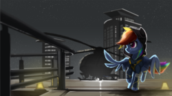 Size: 1745x980 | Tagged: safe, artist:theprince, rainbow dash, pegasus, pony, g4, clothes, female, helicopter, hoodie, mare, solo