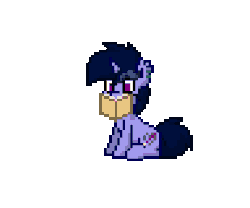 Size: 672x560 | Tagged: safe, artist:php142, oc, oc only, oc:purple flix, pony, pony town, animated, book, cute, dilated pupils, ear fluff, male, pixel art, reading, simple background, sitting, solo, transparent background