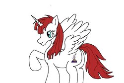 Size: 1200x800 | Tagged: safe, artist:amateur-draw, oc, oc only, oc:fausticorn, alicorn, pony, 1000 hours in ms paint, female, mare, ms paint, raised hoof, simple background, solo, white background